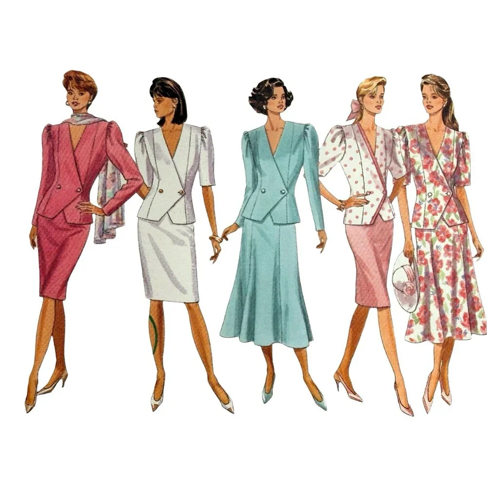 VTG 1990 Butterick Sewing Pattern Misses Top Skirt & Scarf Sz 12-14 #4625